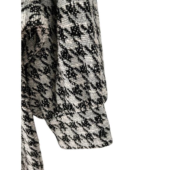 Ann Taylor Women’s Black White Houndstooth Pullover Top 3/4 Sleeve Mock Neck M - Picture 9 of 11